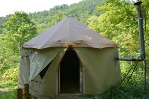 Blue Ridge Mountains ridge line with Yome style yurt home tent