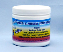 Jar of Iosso mold and mildew stain remover