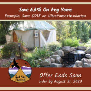 Promo graphic for August sale text says save 6.6% on any yome, example Save $598 on Ultra Yome + Insulation