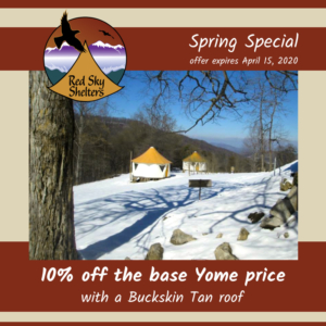 Promotional graphic for spring sale 10% off base price with Buckskin Tan roof