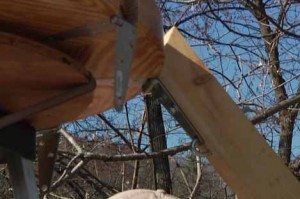Detail of top center ring support for a yurt like tent home - the Yome by Red Sky Shelters
