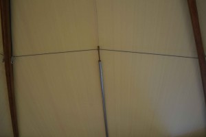 Detail picture of tensile members of a Yome portable living shelter