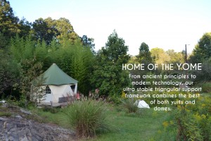Info graphic about Yome tent homes that have features of both Yurts and domes